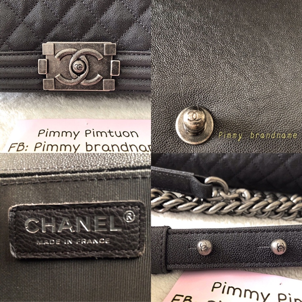 Chanel Boy Ruthenium Medium Gray Caviar Leather - Picture 6 of 8